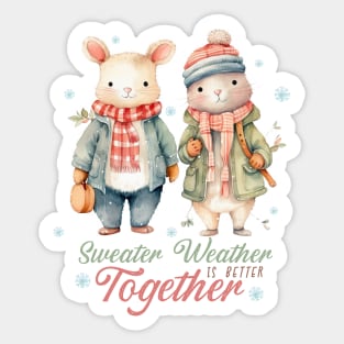 Sweater Weather is Better Together Cute Bunny Christmas Sticker